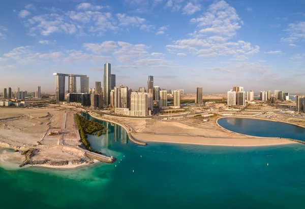 Aerial view on developing part of Al Reem island in Abu Dhabi on a cloudy day — Stockfoto