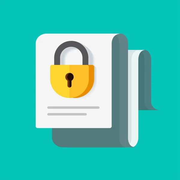 Zabezpiecz zablokowany poufny wektor dokumentu biznesowego jako pomysł umowy o nieujawnianiu lub dostęp do zabezpieczonej blokady dostępu do tajnych informacji płaska ilustracja kreskówka, prywatność lub prywatne bezpieczne dane — Wektor stockowy