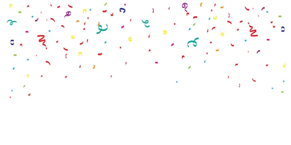 Festlig konfetti vektor fest bakgrund transparent eller karneval och födelsedagsfest blå, röd, grön och orange färgglada banner element isolerad på vit platt tecknad för barn överraskning — Stock vektor