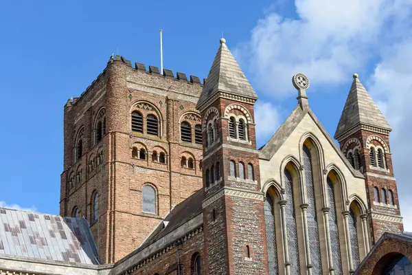 Собор Святого Олбанса Аббатство Хартфордшире Является Известным Историческим Памятником — стоковое фото