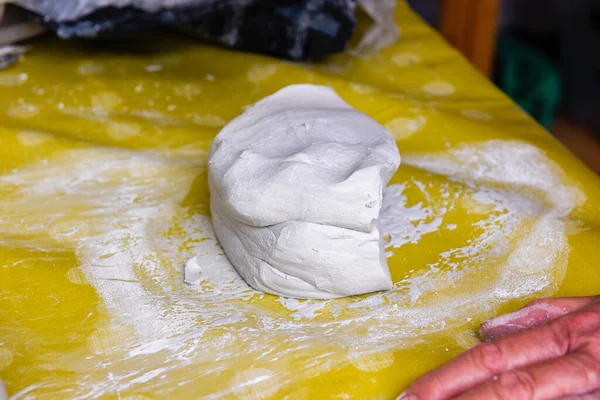 Female Hands Making Ceramic Art Pottery Workshop Class Mature People — Stock Photo, Image