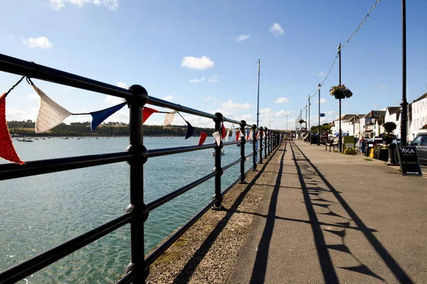 Traditional British seaside town with bunting to represent British Culture