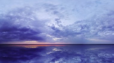 Ayna yansıması Gökyüzü manzarası. Water Lake arka planı. Deniz batımı manzaralı güzel okyanus dokusu. 