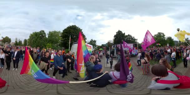 LGBT Pride Parade 1-11-2021 Opole, Poland. Colorful People. Diversity community. LGBT flag Festival — Stock Video