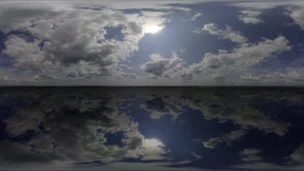タイムラプス雲空、青い360度環境、雲景パノラマ空間. — ストック動画