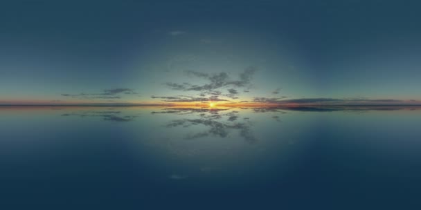 360 panorama mirror background sky, cloudy horixo nature, spherical cloudscape aerial lake or sea — 图库视频影像