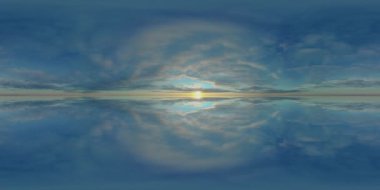 Gökyüzü 360 panorama arkaplan aynası, bulutlu horixo doğa, küresel bulutlu hava gölü veya deniz manzarası