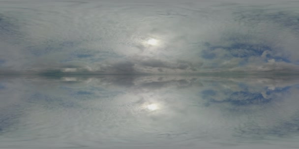 Sky 360 panorama mirror background, cloudy horixo nature, spherical cloudscape aerial lake or sea — стокове відео