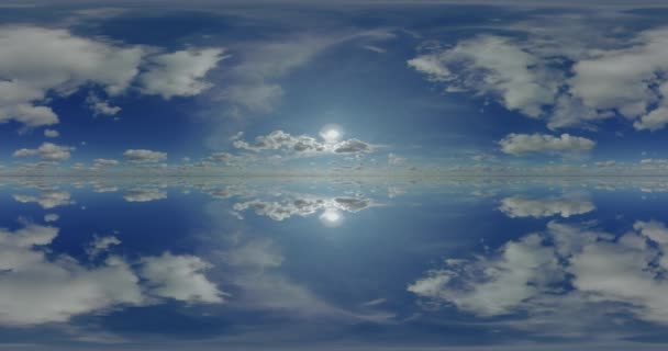 Небо 360 рівностороннє сферичне дзеркало hdr, панорамні хмари навколишнє середовище карта ландшафтної проекції — стокове відео