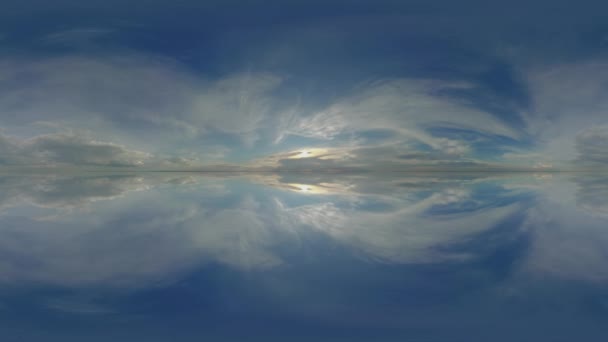 360 panorama sfäriska vr moln, timelapse sky vy molnigt natur ekvirektangulära molnigt landskap, skyscape skydome, 360 graders miljö utrymme — Stockvideo