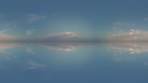 360 panorama sfäriska vr moln, timelapse sky vy molnigt natur ekvirektangulära molnigt landskap, skyscape skydome, 360 graders miljö utrymme — Stockvideo