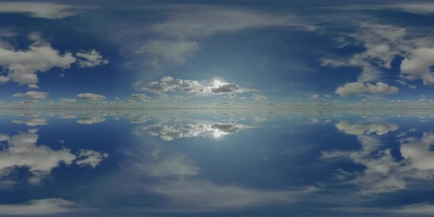 Timelapse nebe pohled oblačnost příroda rovnoramenný oblačnost, 360 panorama sférické vr mraky,, Skyscape skydome, 360 stupňů prostředí prostor — Stock video