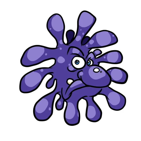 Virus Covid Nemoc Charakter Bakterie Zachmuřený Obličej Grimasa — Stock fotografie