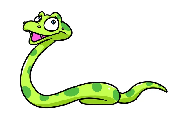 Zelená Krásná Malá Had Štěstí Úsměv Ilustrace — Stock fotografie