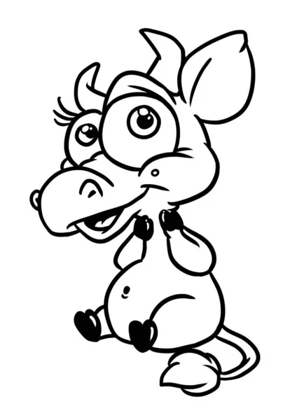 Petite Vache Gentille Sourire Parodie Animal Illustration Contour — Photo