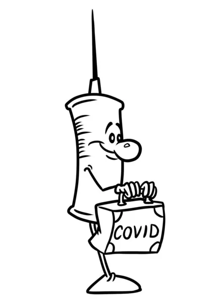 Syringe Vaccination Covid Virus Smile Character Illustration — Stock Photo, Image