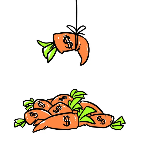 Zanahorias Prometen Beneficio Negocio Beneficio Ilustración Dibujos Animados —  Fotos de Stock