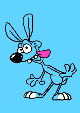 Neşeli çılgın köpek gülüşü kartpostal çizimi 