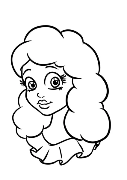 Portrait Beautiful Girl Big Eyes Outline Illustration — Stock Photo, Image