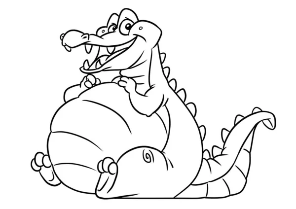 Type Joyeux Crocodile Gras Illustration Caractère Coloriage — Photo