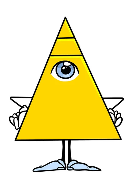 Karaktär Pyramid Ögon Frimurare Symbol Illustration Tecknad — Stockfoto