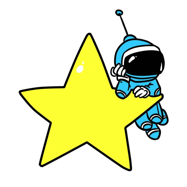 Küçük Astronot Karakteri Canlandırma Yıldızı Çizimi — Stok fotoğraf