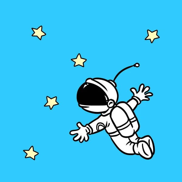 astronaut character flying looking stars space illustration cartoon