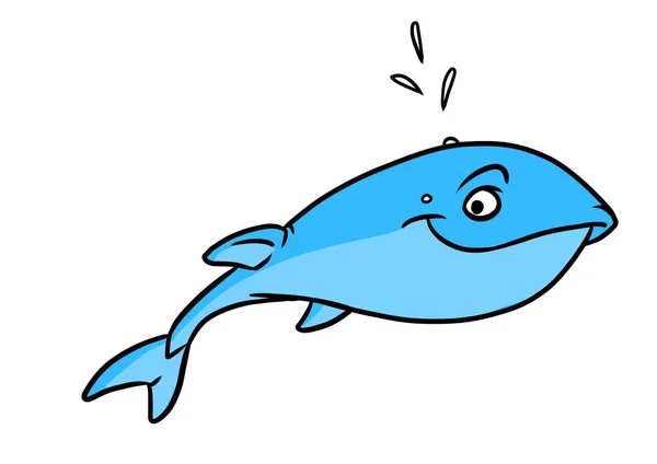 Carácter Azul Ilustración Ballena Sonrisa Amable — Foto de Stock