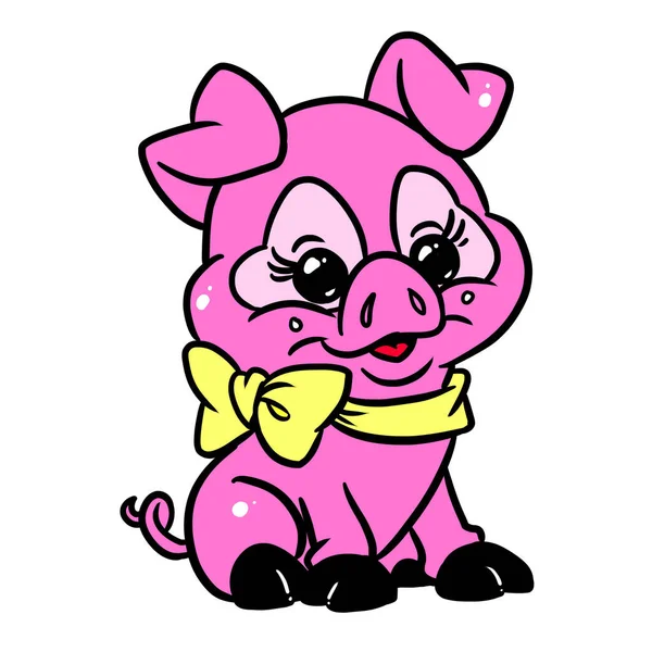 Kleine Rosa Schwein Illustration Charakter — Stockfoto