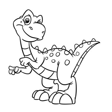 Küçük Tyrannosaurus rex karakteri dinozor çizimi karikatür rengi