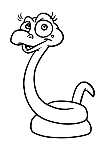 Hermosa Serpiente Mirando Sonrisa Ilustración Para Colorear Dibujos Animados — Foto de Stock