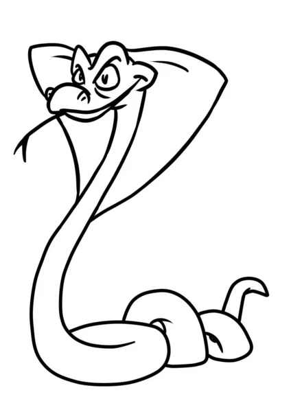 Gefährliche Böse Schlange Kobra Charakter Illustration Färbung Cartoon — Stockfoto