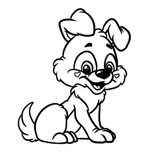Pequeño Cachorro Sonrisa Amable Carácter Ilustración Para Colorear Dibujos Animados — Foto de Stock