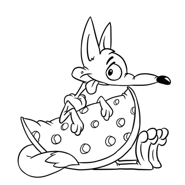 Fox Pohádka Sýr Dárek Ilustrace Kreslené Zbarvení Kreslené — Stock fotografie