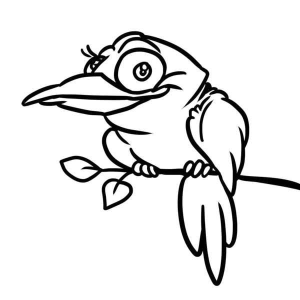 Illustrazione Uccello Seduto Ramo Sorriso Felicità Colorare Cartone Animato — Foto Stock