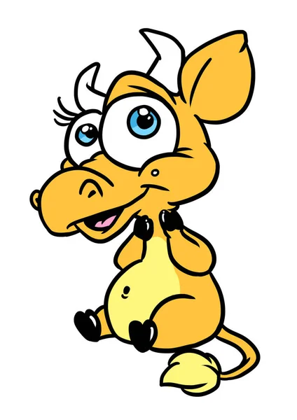 Kleine Freundliche Kuh Lächeln Parodie Tier Illustration Karikatur — Stockfoto