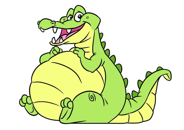 Tipo Alegre Gordo Crocodilo Ilustração Personagem Cartoon — Fotografia de Stock