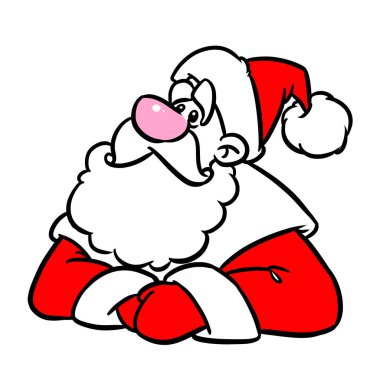 Noel Baba minimalizmi portresi Noel kartpostalları resimli karikatür