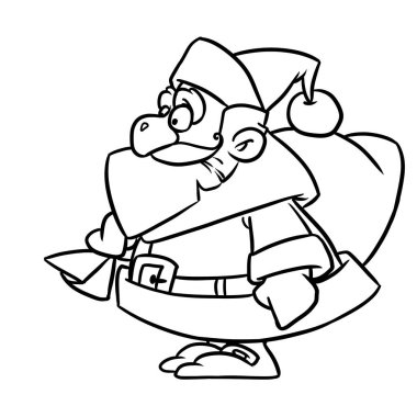 Noel Baba çantası karakter minimalizmini sunar Noel kartpostal çizimi karikatür renklendirmesi
