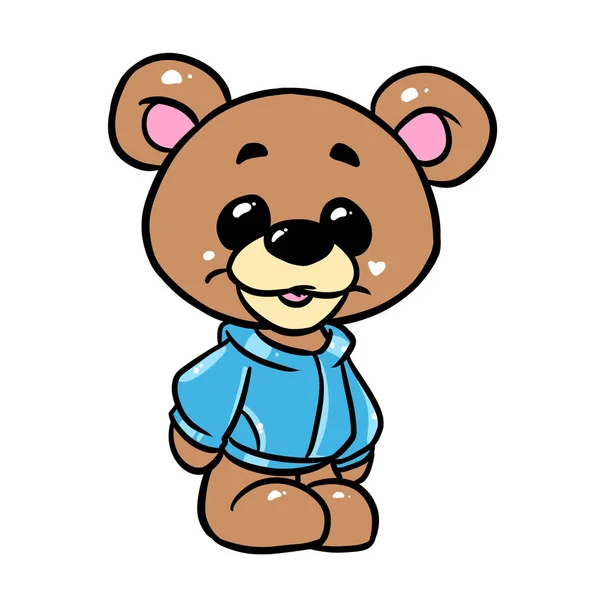 Pequeno Urso Ursinho Jaqueta Personagem Sorriso Ilustração Desenho Animado — Fotografia de Stock