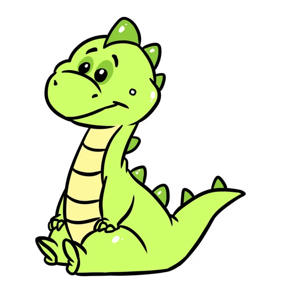 Petit Dinosaure Vert Minimalisme Personnage Illustration Dessin Animé — Photo