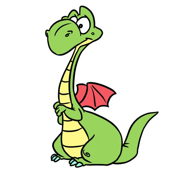 Dragón Verde Cuento Hadas Personaje Ilustración Dibujos Animados — Foto de Stock