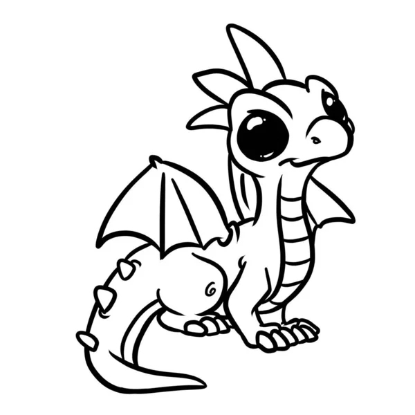 Pequena Fada Dragão Personagem Ilustração Desenho Animado Coloração — Fotografia de Stock