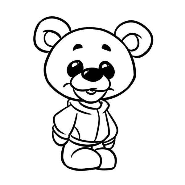 Pouco Urso Ursinho Jaqueta Personagem Sorriso Ilustração Desenho Animado Coloração — Fotografia de Stock