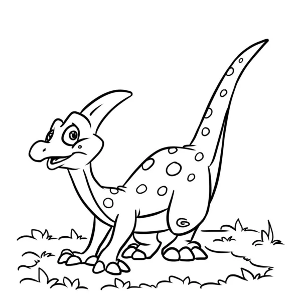 Травоїдна Динозавр Посмішка Персонаж Ілюстрація Мультяшна Розмальовка — стокове фото