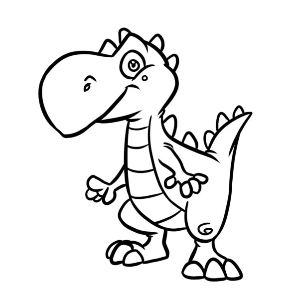 Küçük Minimalizm Dinozor Tyrannosaurus Rex Çizim Karikatür Çizimi — Stok fotoğraf