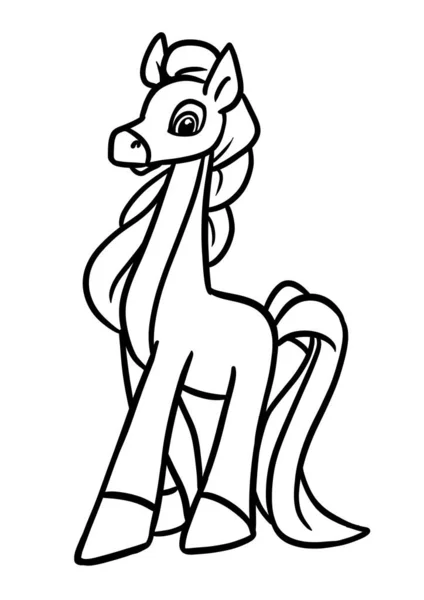 馬のポニーの女の子のキャラクターイラスト漫画の着色 — ストック写真