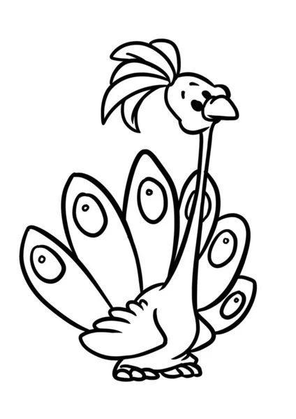 Mały Ptak Paw Charakter Ilustracja Kreskówka Kolorowanki — Zdjęcie stockowe