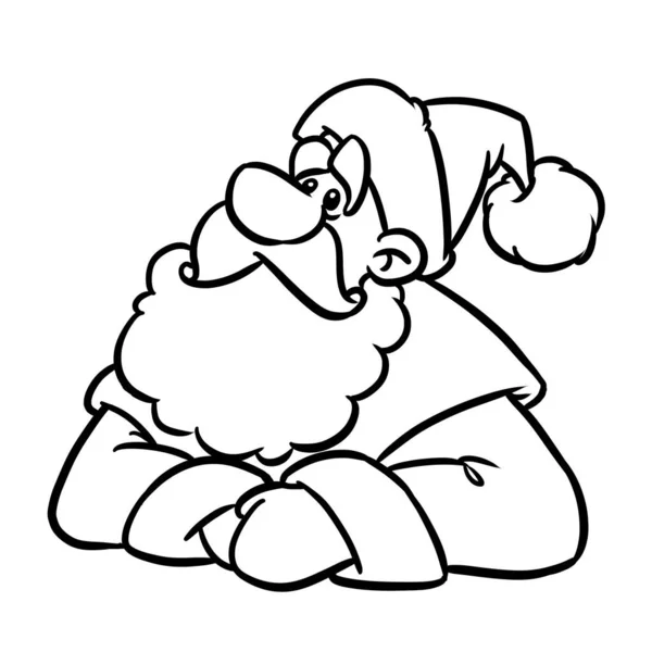 Santa Claus Portrét Minimalismus Vánoční Pohlednice Ilustrace Karikatura Zbarvení — Stock fotografie