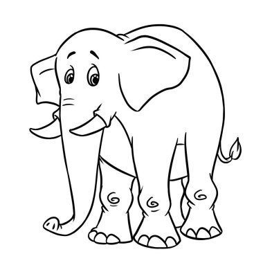 Fil hayvan karakteri çizim karikatürü